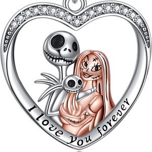 18k Diamond Nightmare Before Christmas Family Heart Necklace